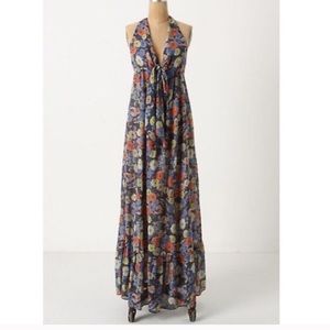 Anthropologie Mementos Floral Tie Front Maxi